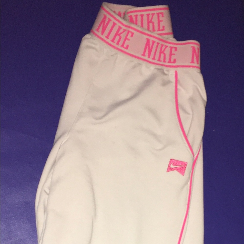 White and Pink NIKE sweatpants